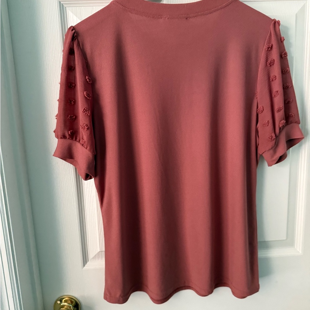 Women's Mauve Top with Textured Sleeves